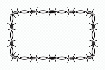 barbed wire vector border frame in rectangle shape for security and industrial design