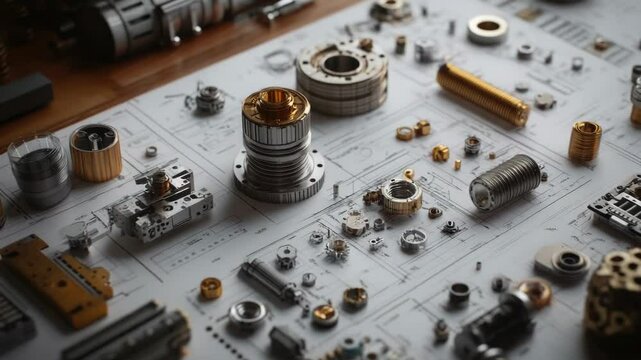 Close-up view of various metal items arranged on a flat surface
