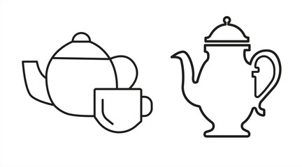 coffee and tea pot line icon, isolated on white background, vector illustration.