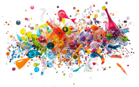 Colorful Plastic Artwork on the Transparent Background