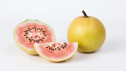 guava cut in half, pastel colors