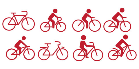 Man on bicycle icon, The man ride bicycle icon, bicycle icon, Bike. Bicycle vector icon. Concept of cycling. Go in for isolated bicycle lanes with a white background
