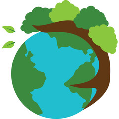 World Tree Day, The tree on earth for Ecology friendly, World environment, Earth day and sustainable development, vector illustration, Earth day concept. Human hands holding floating globe in space. S