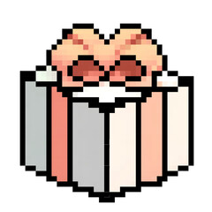 Gift box with heart-shaped lid and colorful wrapping design in vector style