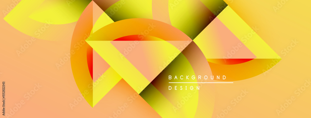 Poster abstract geometric shapes, vibrant orange, yellow hues. modern design, dynamic composition, smooth g