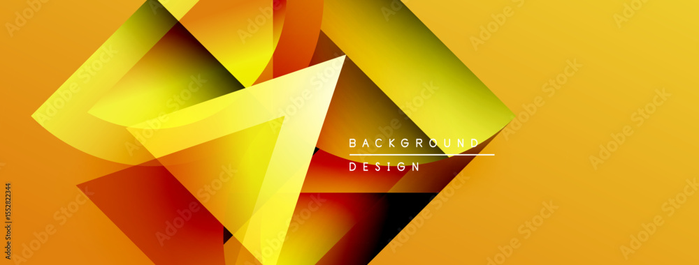 Poster abstract geometric shapes, vibrant yellow hues, dynamic composition. modern design element for backg
