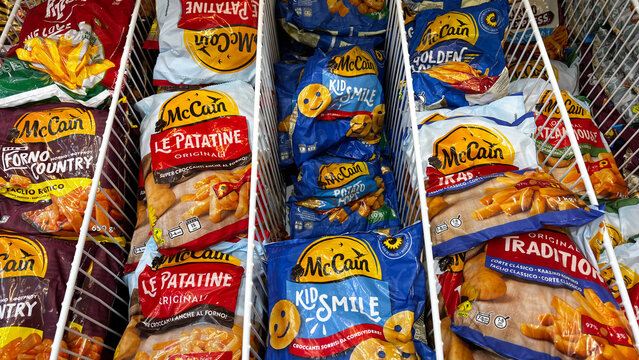 bags of frozen McCain chips in the frozen food section of the supermarket. Udine, Italy. June 19_2025
