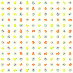 Baby toy vector pattern: duck doll, game monitor, cute and adorable