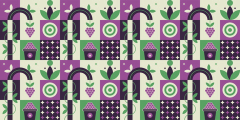 Geometric pattern design with grapevines.