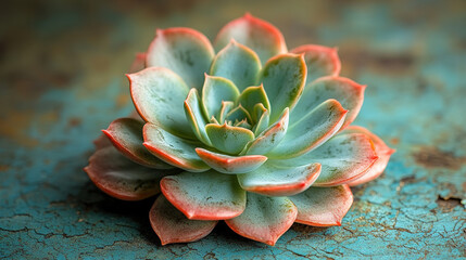 Exquisite Succulent Plant: A Study in Natural Symmetry & Resilience. Its Serene Blue-Green Rosette Thrives on Minimal Care, Bringing Modern Elegance and Tranquility to Any Space.

