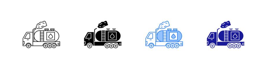 Tanker Truck Multiple Style Icon Set Vector 