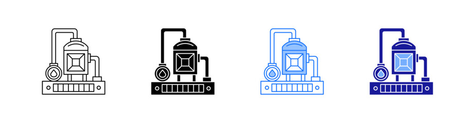 Fototapeta premium Refinery Multiple Style Icon Set Vector 