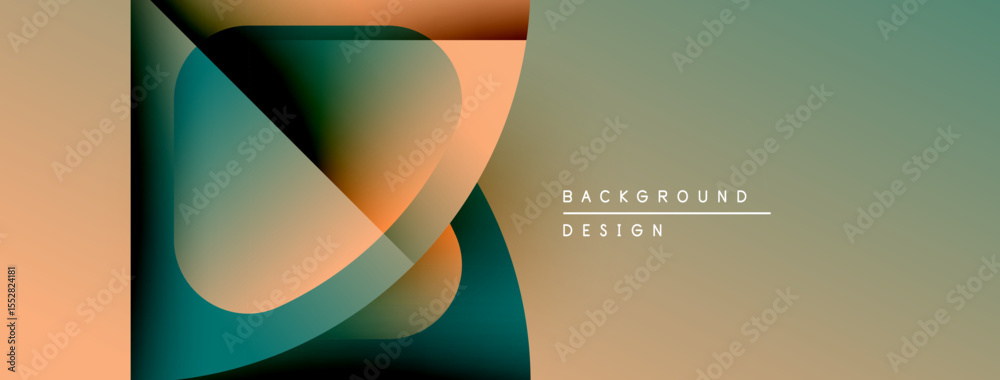 Poster Abstract geometric shapes overlap, creating layered visual effect. Warm, cool tones blend seamlessly. Modern design element.