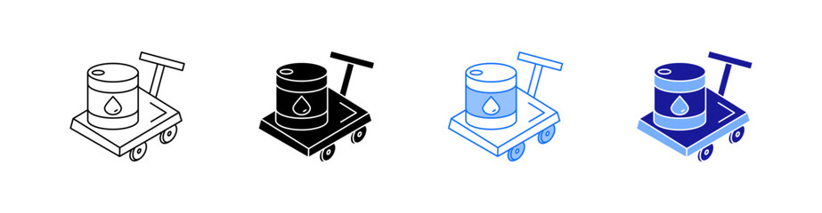 Barrel Cart Multiple Style Icon Set Vector 