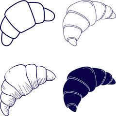 Set of different types of Croissant. Fresh Croissant Illustrations- A set of delicious croissant illustrations showing flaky, pastries, perfect for breakfast