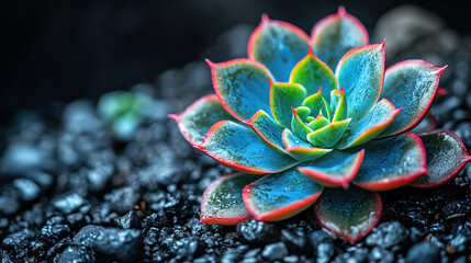 Exquisite Succulent Plant: A Study in Natural Symmetry & Resilience. Its Serene Blue-Green Rosette Thrives on Minimal Care, Bringing Modern Elegance and Tranquility to Any Space.

