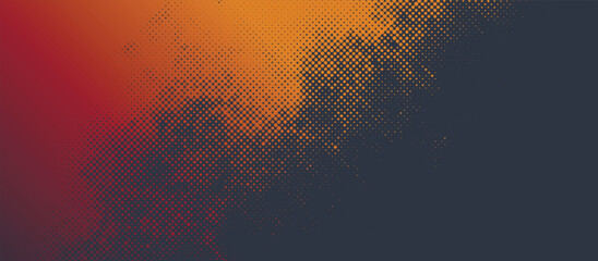 Halftone dots vector diagonal grunge texture, red to orange gradient. Dotted retro fade, abstract background with autumn colors.
