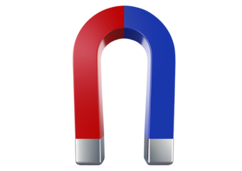 Blue and red horseshoe magnet. isolated on a transparent or white background