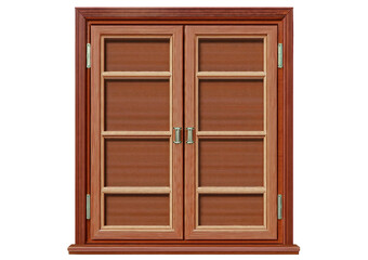 brown wooden window isolated on a transparent or white background