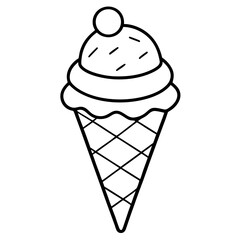 Minimalist Ice Cream Cone Line Art