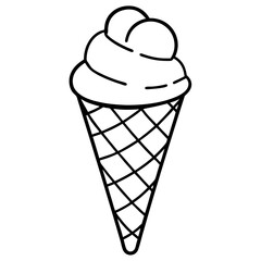 Minimalist Ice Cream Cone Line Art