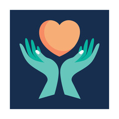 Fototapeta premium Hands Holding Heart Vector for Romantic Design