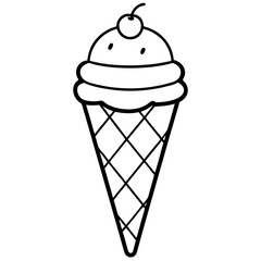 Minimalist Ice Cream Cone Line Art