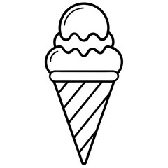 Minimalist Ice Cream Cone Line Art