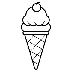 Minimalist Ice Cream Cone Line Art