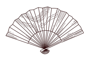 Hand fan fold clipart icon. Japan held fan vector handfan	