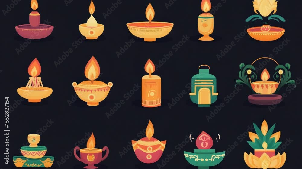 Poster Various types of candles against a dark backdrop, perfect for highlighting or creating contrast in your design