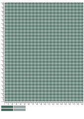 Autumnal Tartan Fabric Swatch with Measurement Markings and Color Palette Displayed Below the Pattern This