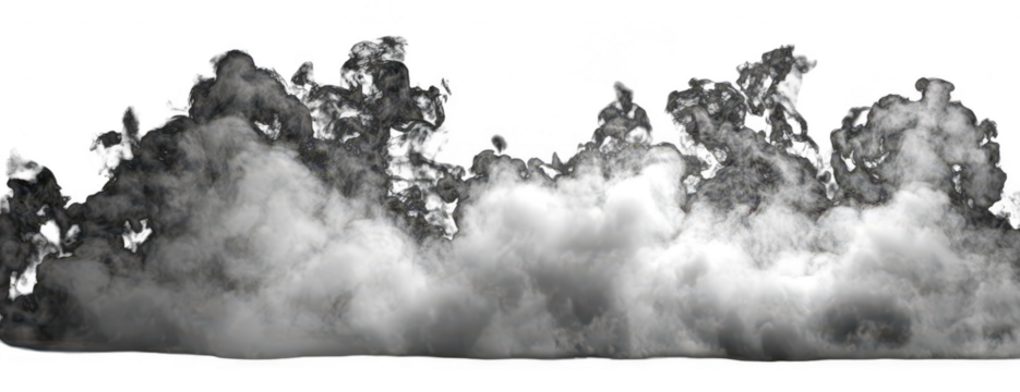 Large grey-white cloud-like smoke formation