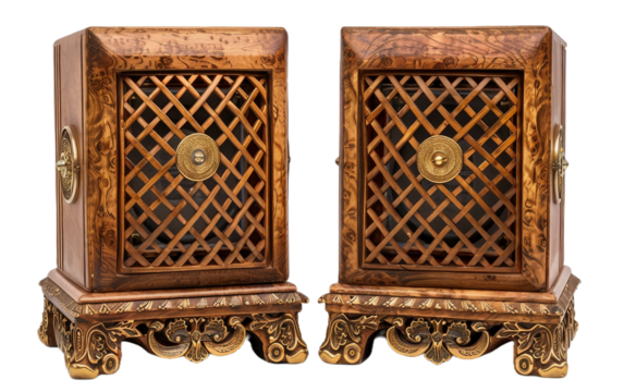 Rustic Wooden Speaker Design on the Transparent Background