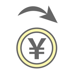 Obraz premium Yen Currency Decreasing with Downward Arrow Icon