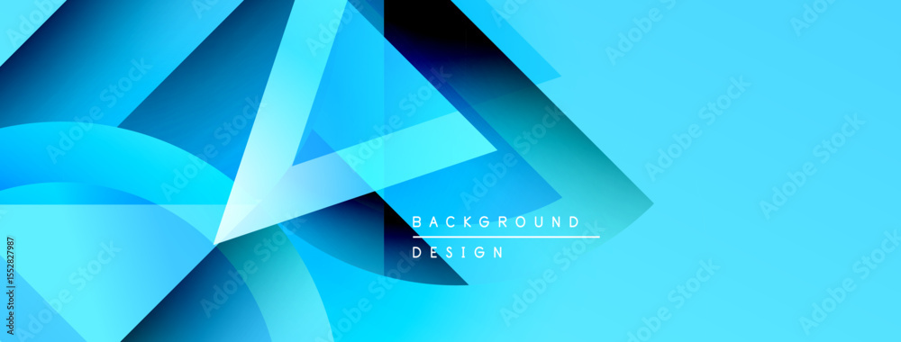 Poster abstract blue design features overlapping shapes, gradients, smooth curves. modern background evokes
