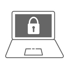 Laptop Icon with Lock Symbol on Screen