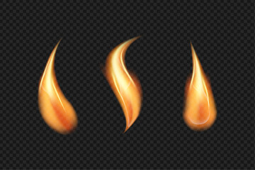Set of Realistic Fire Flames, PNG