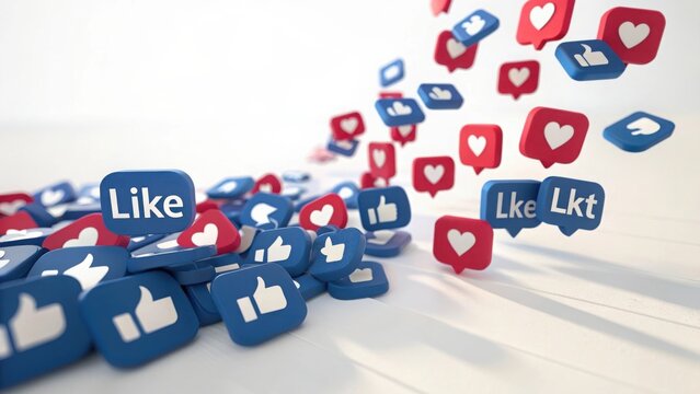 Many like and love icons pile up