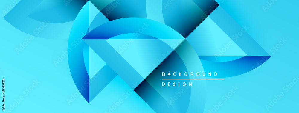 Poster Abstract blue shapes create dynamic background. Gradient colors, modern design elements, smooth transitions present visual appeal.