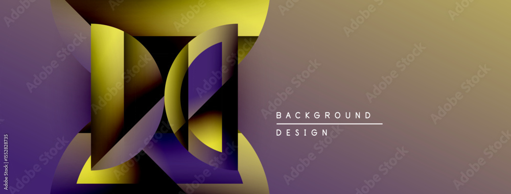 Poster Abstract geometric design. Gradient colors blend, creating dynamic visual effect. Modern background suitable for presentations, branding.