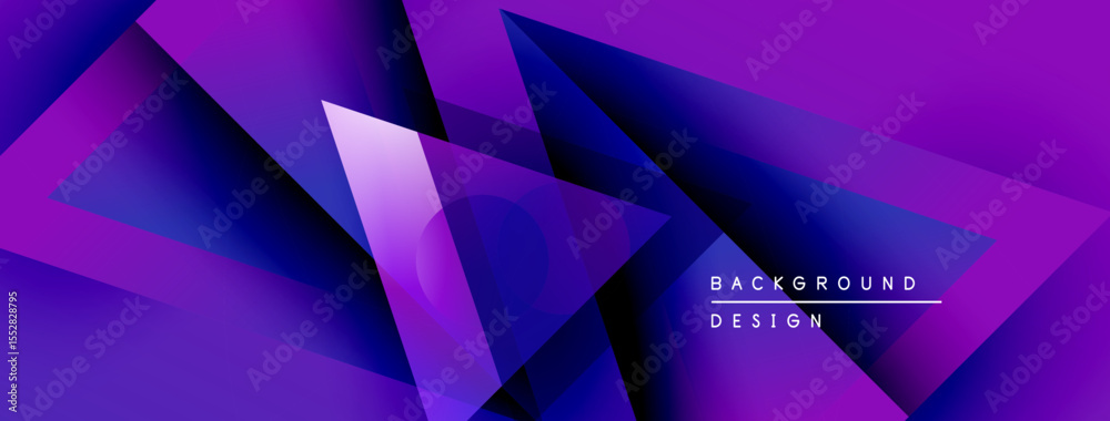 Poster Abstract purple design features geometric shapes, gradients, dynamic composition. Modern background suitable for various projects.