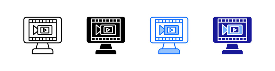 Movie Multiple Style Icon Set Vector 