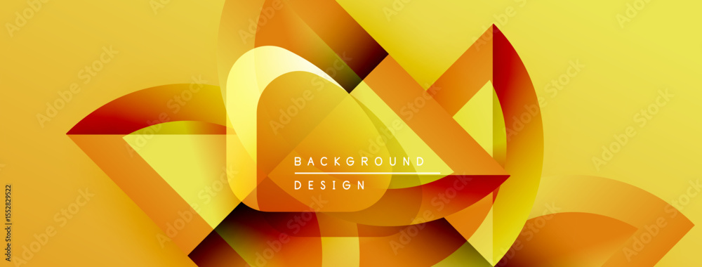 Aufkleber Abstract yellow background. Overlapping shapes create dynamic visual effect. Warm tones dominate composition, modern design elements present.