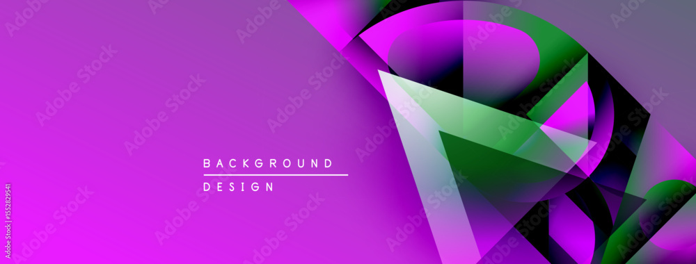 Aufkleber Abstract purple design features geometric shapes, gradients, dynamic composition. Modern background with vibrant color scheme.