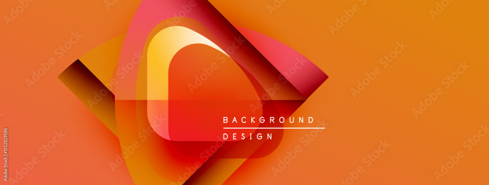 Aufkleber Abstract orange design features layered shapes, gradients, text reading background design. Modern, dynamic visual composition.