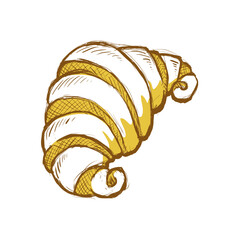 croissant retro hand drawn illustration
