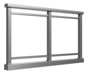 Acrylic outdoor railing with transparent panels for an unobstructed view from a high-rise condo.