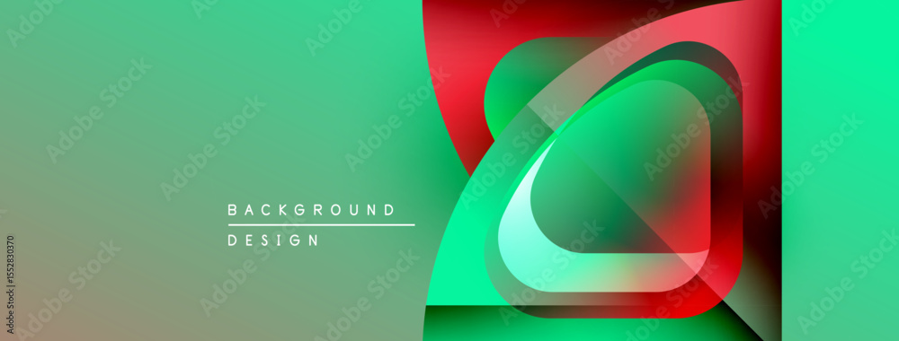 Aufkleber Abstract design features vibrant green, red gradients. Overlapping shapes create dynamic visual effect. Modern background texture.