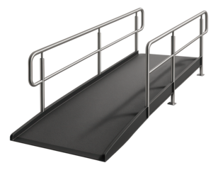 Gradient entrance ramp for a duplex, featuring a gradual incline to accommodate diverse mobility needs.